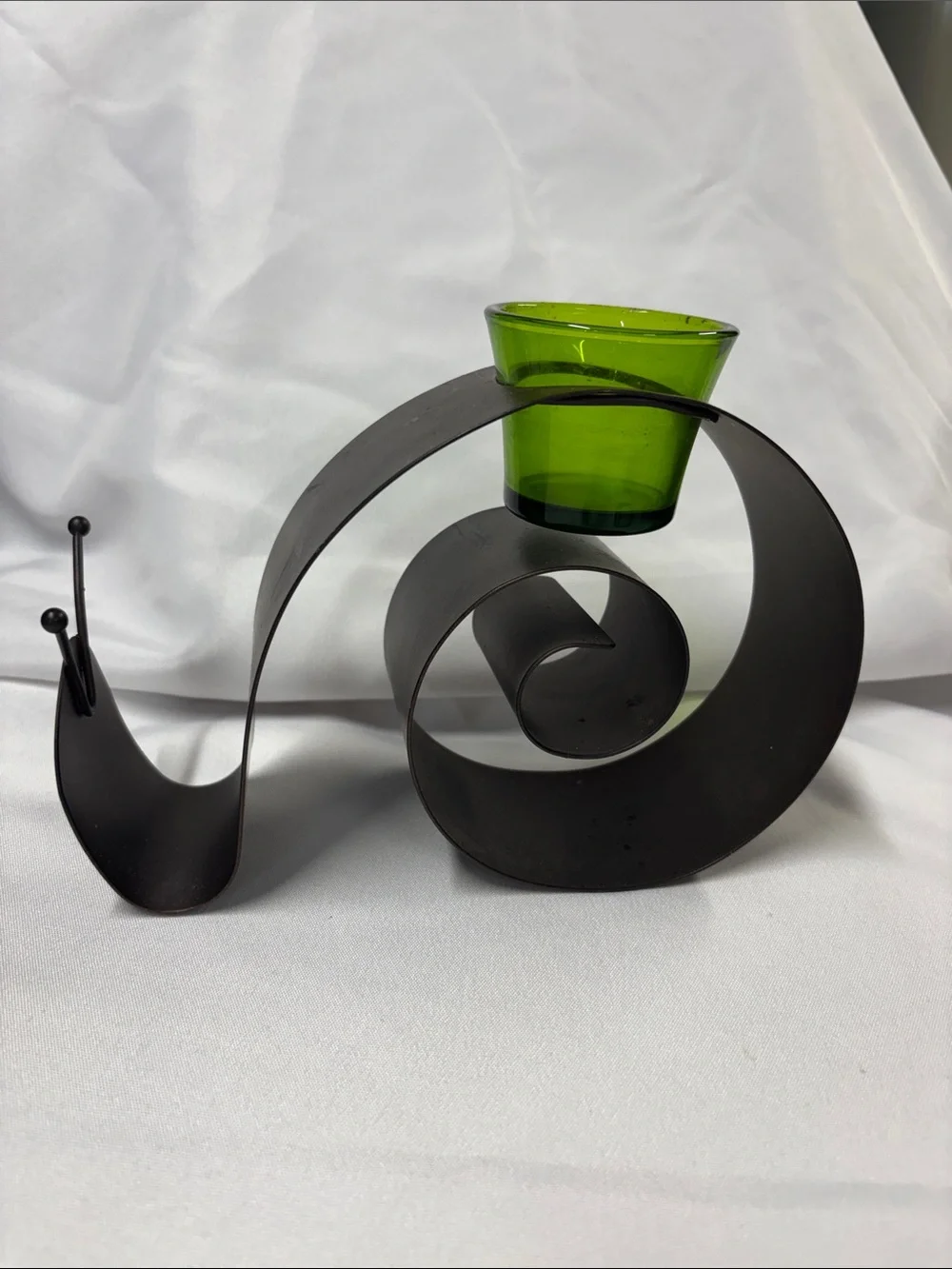 Party Lite Black Metal Candle Holders with Green Glass Votives - Set of 3 - Picture 3 of 4